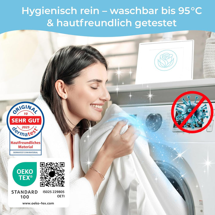 Rosenkern Matratzenschoner 200x200 Wasserdicht - [Dermatologisch getestet] - Dünne Matratzenauflage