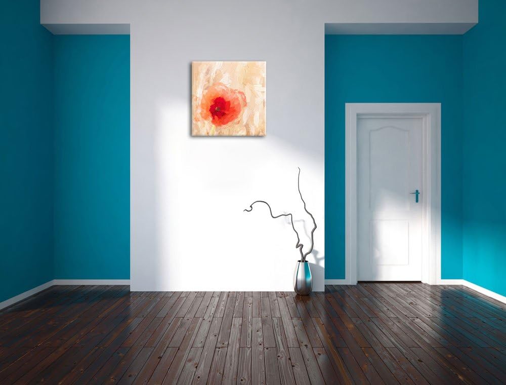 Pixxprint Mohnblume im Kornfeld als Leinwandbild Quadratisch/Grösse: 70x70 / Wandbild/Kunstdruck/fer