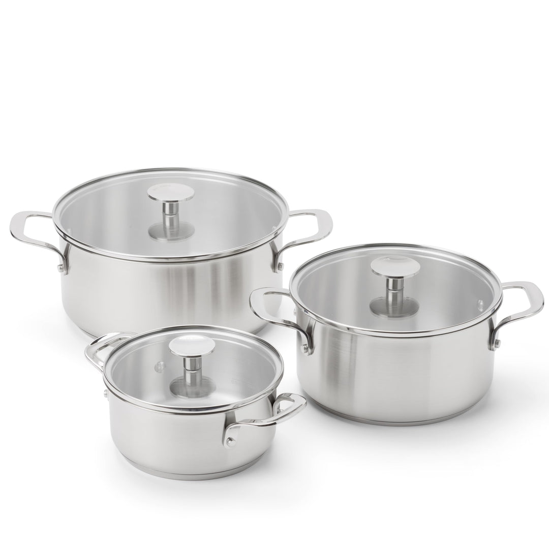 KitchenAid Stainless Steel Sheet Edelstahl-Kochgeschirrset, 3-teilig, 16 cm/20 cm/24 cm Kochtöpfe, I