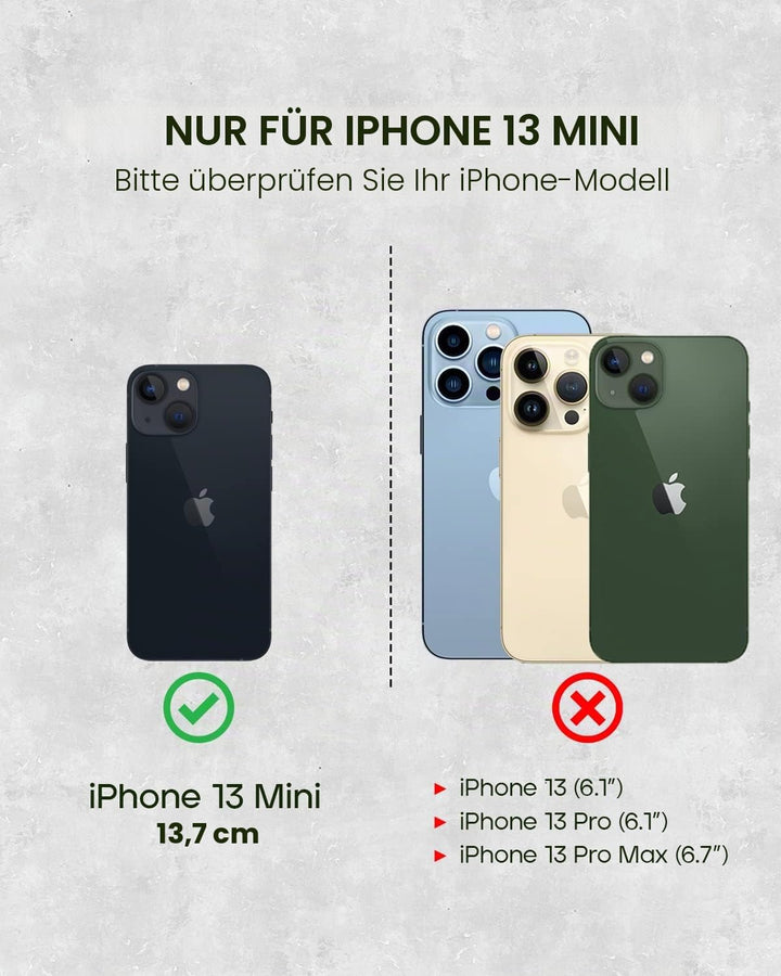 Porter Riley - Lederhülle für iPhone 13 Mini (5.4"). Premium Echtleder Standhülle/Ledertasche/Brieft