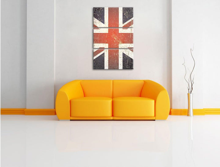 Pixxprint British Union Jack schwarz/weiss als Leinwandbild/Grösse: 3 Teilig (120x80 cm) cm/Wandbild
