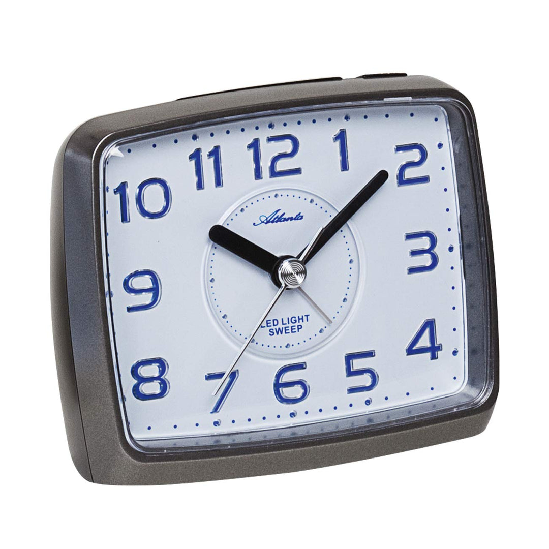 Atlanta Wecker ohne Ticken mit LED Spot-Licht Analog Quarz Grau - 1979-4