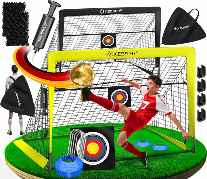 KESSER® Fussballtor Kinder Pop-Up 2er Set | Fussball-Tore Faltbar mit Glasfaserstangen & hochwertige