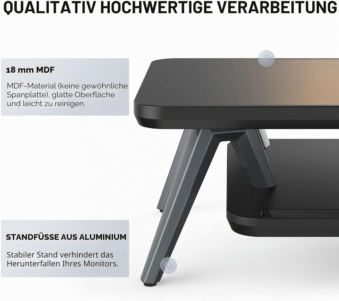 Fenge Monitorständer, Integrierte Mulde für Smartphone, Tablet, Stift, Monitor Stand aus Metall und