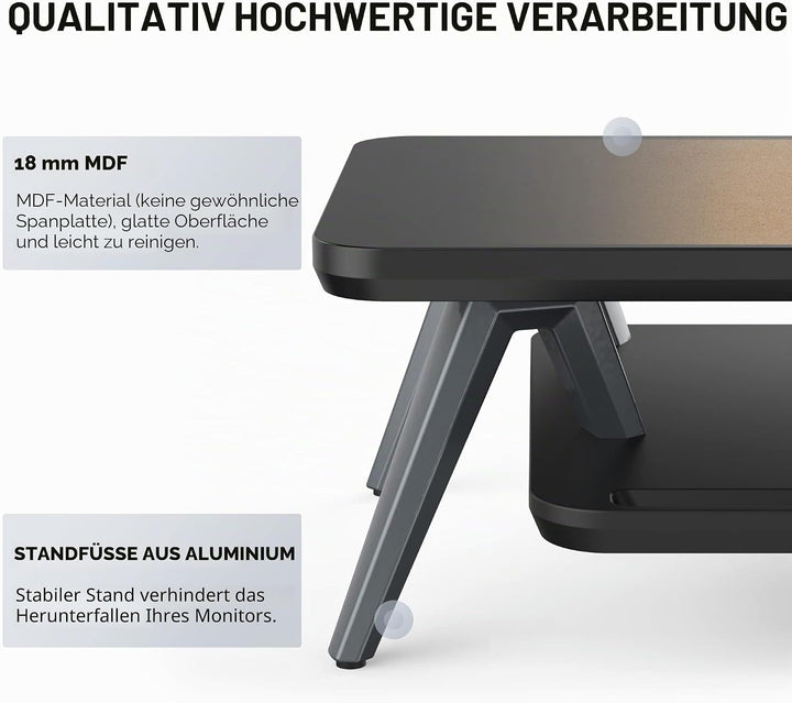 Fenge Monitorständer, Integrierte Mulde für Smartphone, Tablet, Stift, Monitor Stand aus Metall und