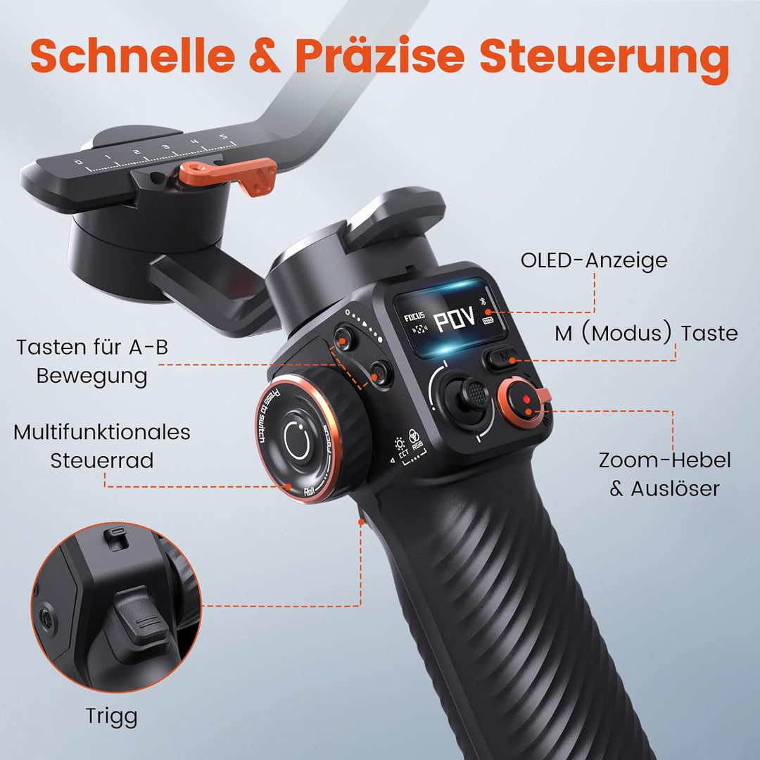 Hohem iSteady MT2, Gimbal Kamera, 3-Achsen Gimbal Stabilizer für Kamera Spiegellose Action Cam Smart