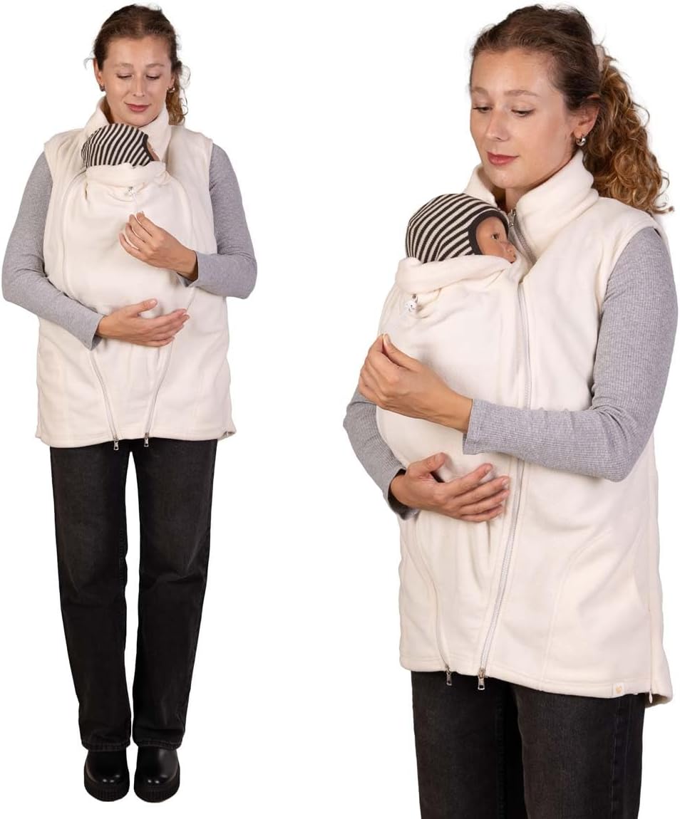 Viva la Mama - Trageweste aus Fleece, Winter Zusatzweste für Tragejacken - RERIK XL elfenbein - vorn