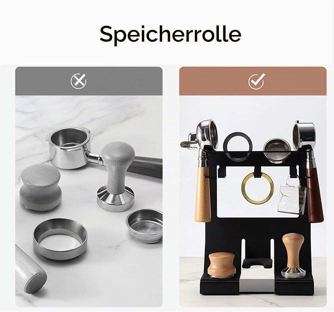 Tissting Barista Regal für Siebträger, 23 x 14 x 29 cm Eisen Kaffee Tamper Station Kaffeefilter Halt