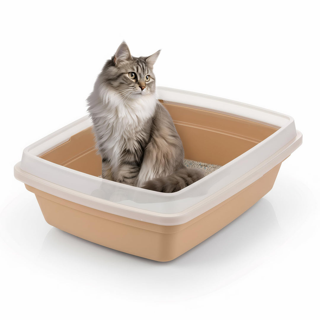 Iris Ohyama Katzenklo, klein, bis 7 kg, Grau, offen, ohne Deckel, Katzentoilette, Abnehmbarer Rand,
