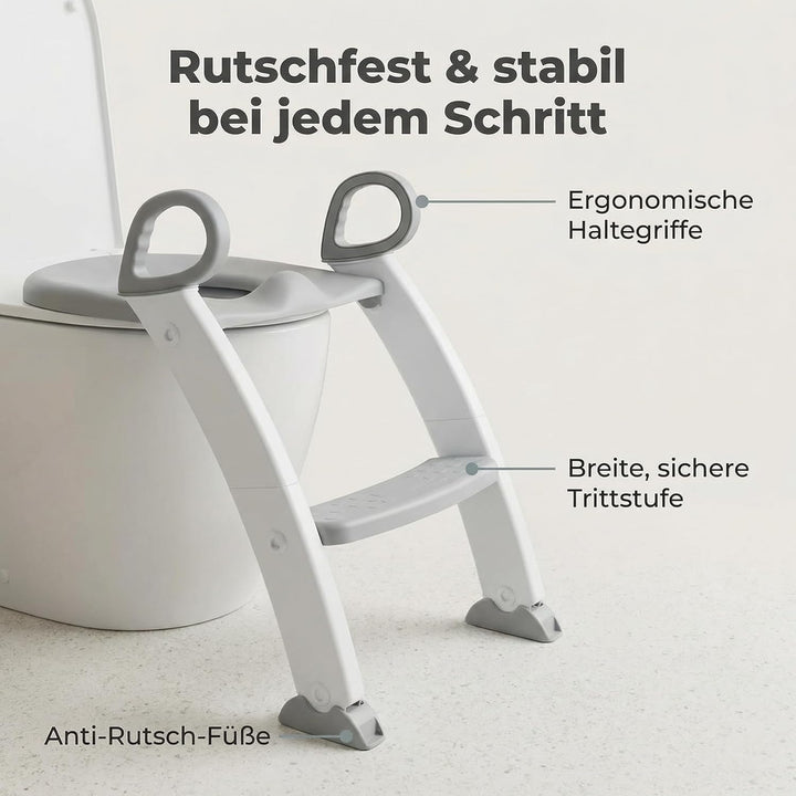 Toilettentrainer & Toilettenleiter mit Treppe für Kinder, klappbarer Toilettenaufsatz Kinder, stufen