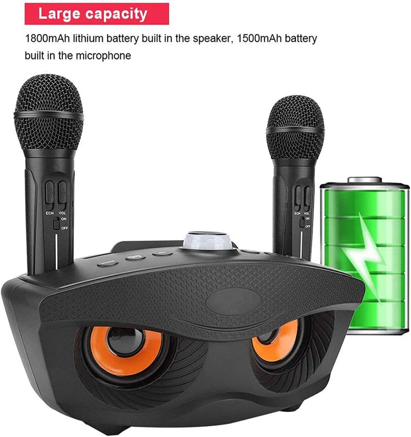 Bewinner Kabelloser Karaoke, Heim Bluetooth Lautsprecher mit Zwei Mikrofonen, Mikrofon Tragbarer Kar