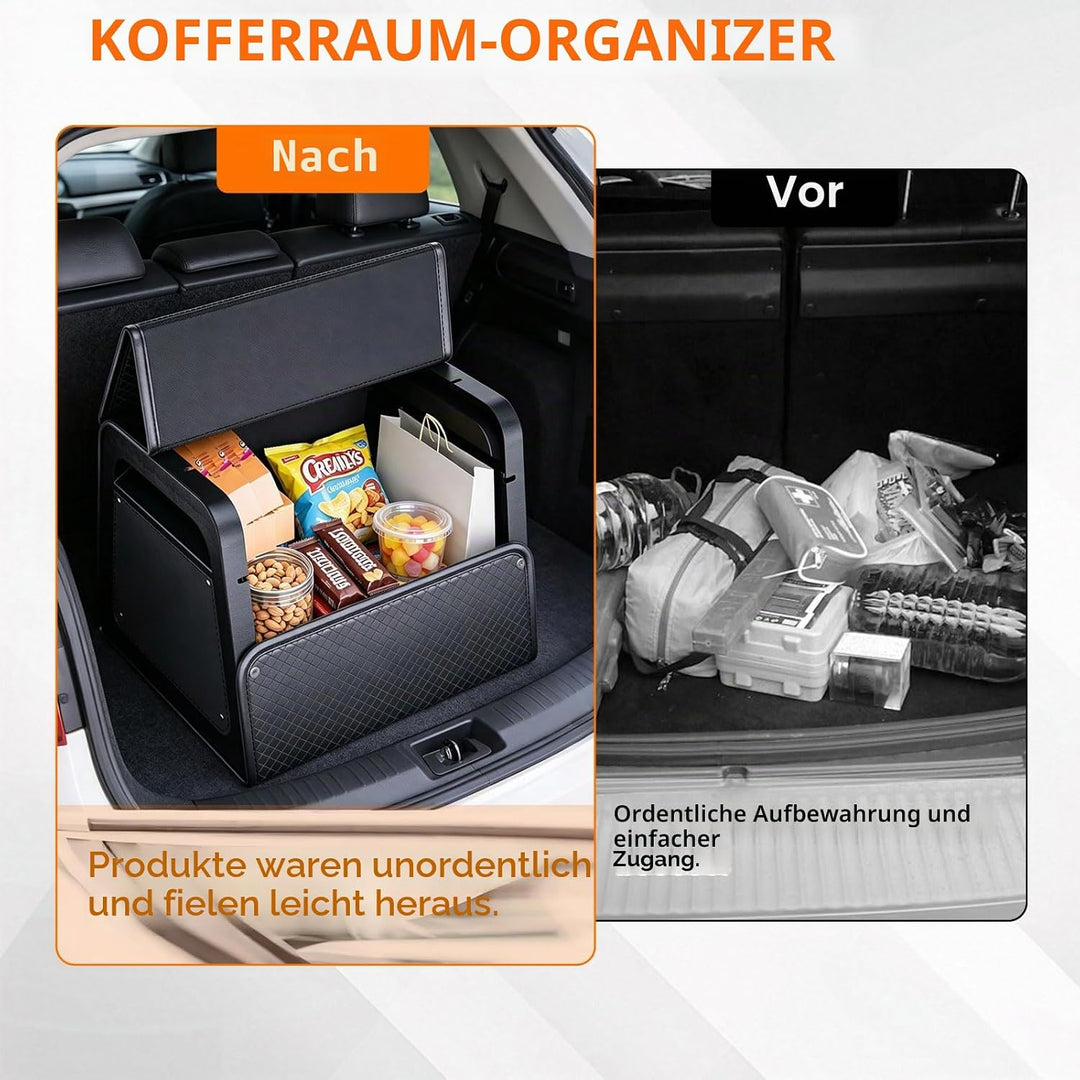 Auto Kofferraum Organizer Auto Tasche Kofferraum mit Deckel PU-Leder& PP-Wabenplatte mit Schrauben b