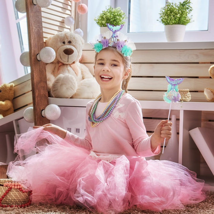 Vaguelly Meerjungfrau Stirnband Und Zauberstab Set Mit Pailletten Für Mädchen Cosplay Party Mottopar