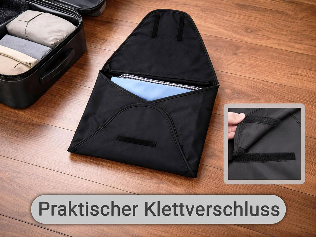 ZOLLNER 3er Set Hemdentasche 41x30 cm, faltenfreie Kleidung, wasserabweisend Schwarz, Schwarz