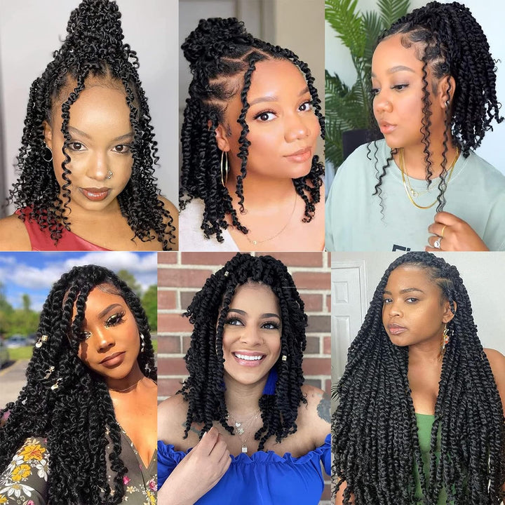 Xtrend 14 inch Black Pre twisted Passion Twist Hair 8Packs 12 Strands/Pack Bohemian Pre Looped Synth