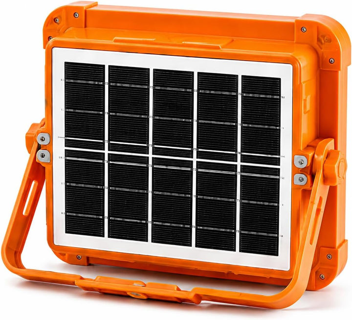 Jandei - 100 W Solar-LED-Strahler, tragbar. 5 Lichtmodi/336 LEDs. Mit Magnet und Halterung. USB/Sola