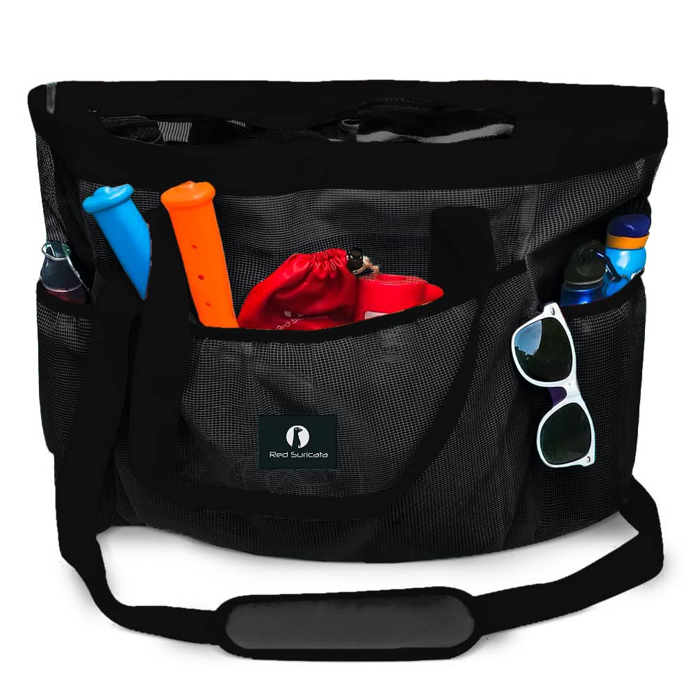 Red Suricata Ra-rso-lamebeba1 Netz-Strandtasche Schwarz / Schwarz, Schwarz / Schwarz