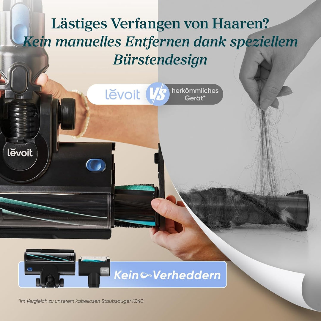 Levoit Akku Staubsauger mit Mini-Motorbürste für Tierhaare, 99,99 Prozent HEPA Filtrationseffizienz,