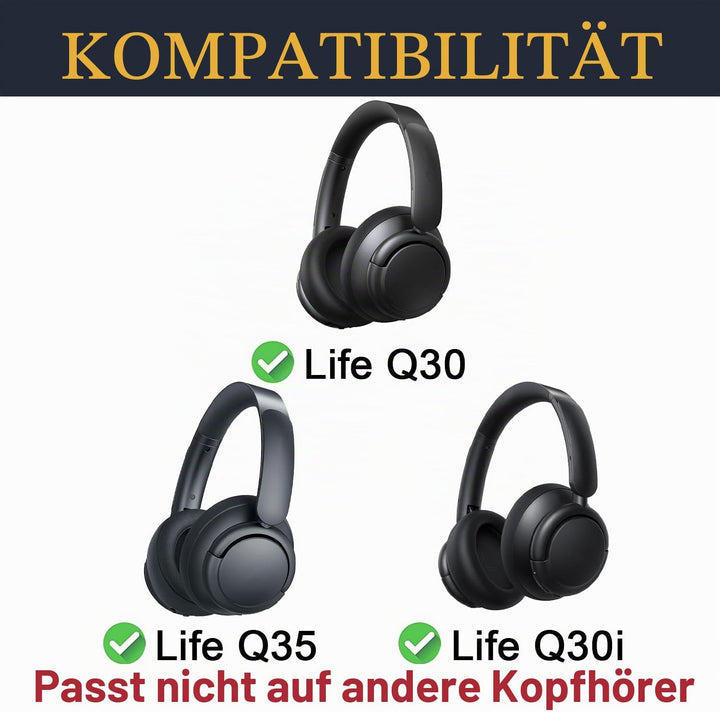 SOULWIT Kühlgel Ersatzpolster Ersatz Ohrpolster für Anker Soundcore Life Q30/Q35 Kopfhörer, Ohrpolst
