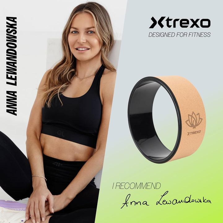 XTREXO Yoga Rad Naturkork mit einem Durchmesser von 32 cm und einer Breite von 13 cm in Braun aus 10
