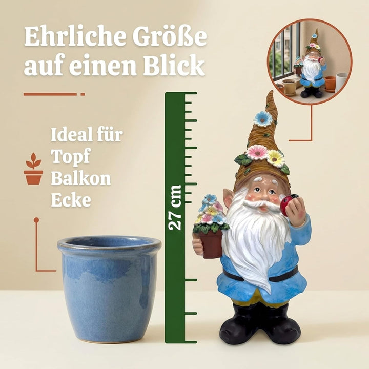 MIJOMA Gartenzwerg Gartengnom GNOME Dwarf Garten Dekoration Gartendeko Wichtel Zwerg für den Garten