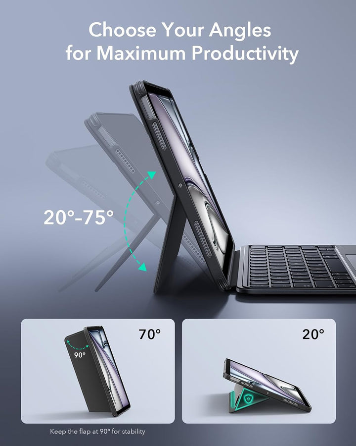 ESR Hülle mit Tastatur für iPad Air 11" (M3/M2) & 10,9" (5/4. Gen) – Magnetisch abnehmbare Keyboard,