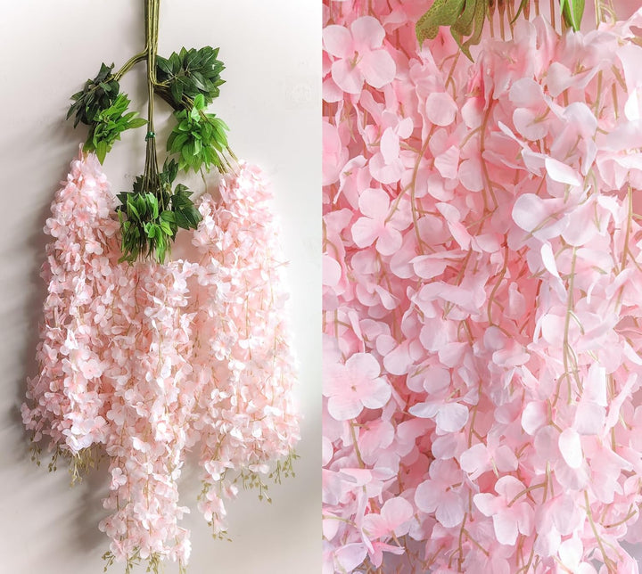 HanYun 12 Stück Künstliche Glyzinien Blumen, Künstliche Blumen Blumengirlande Kunstpflanzen Hängende