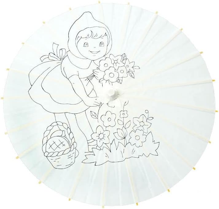 zalati Papier-Sonnenschirm, 6 Stück, dekorativ, weiss, zum Selbermachen, klassischer chinesischer St