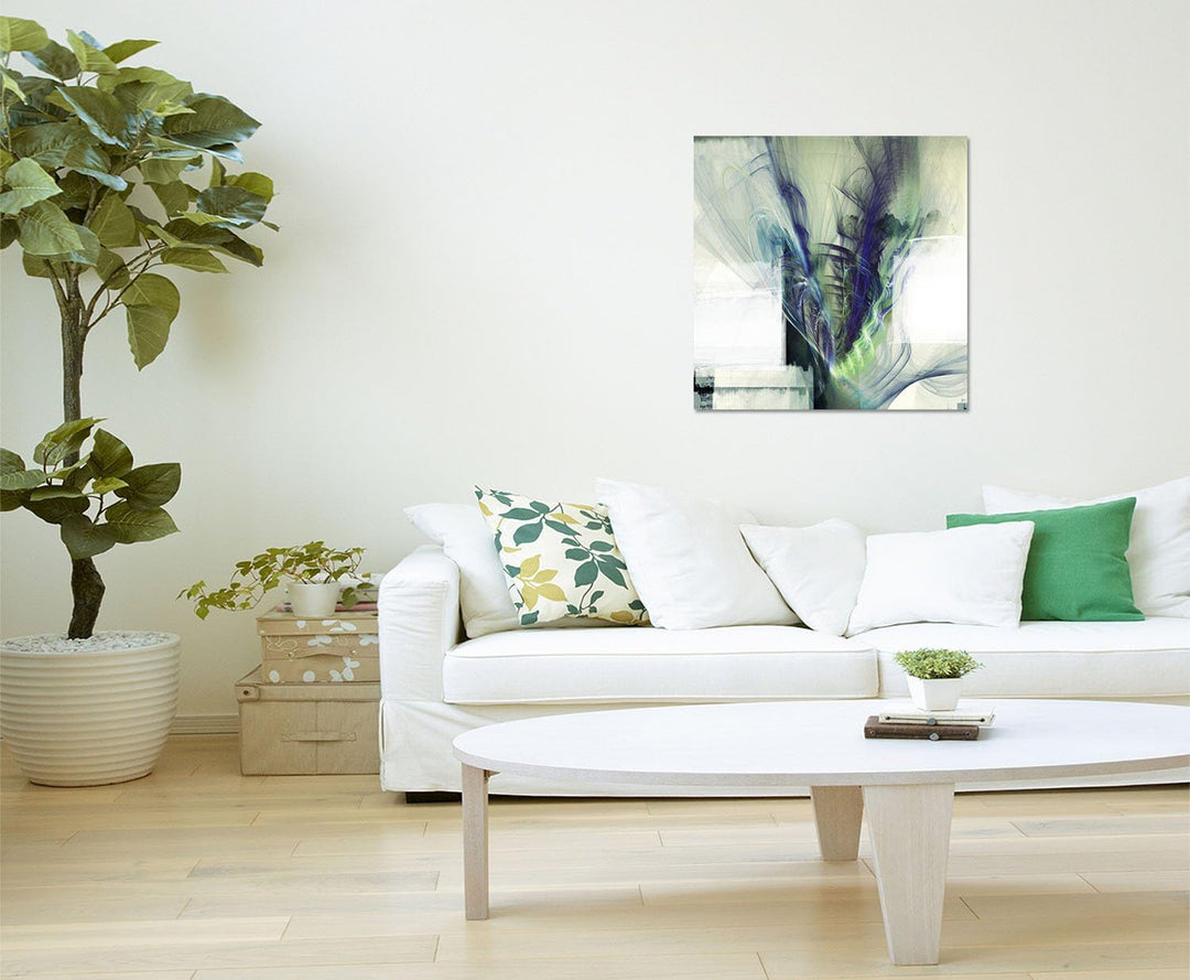 Paul Sinus Art Ursprung der Tiefe - Abstrakt315_60x60cm Bild auf Leinwand grün blau Creme Abstraktes