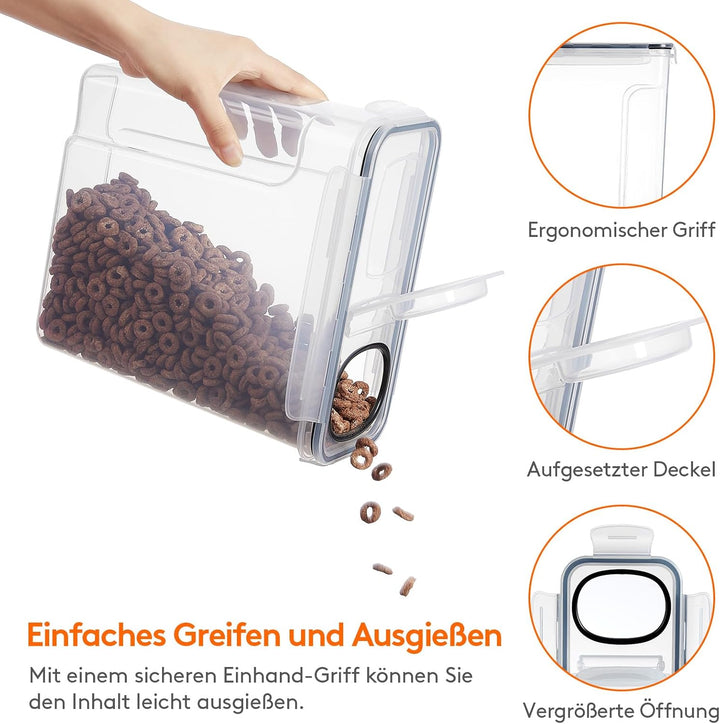 Lifewit 4 Stücke Vorratsdosen Set für Müsli mit Klappdeckel, 4L luftdichte Aufbewahrung Sets mit Eti