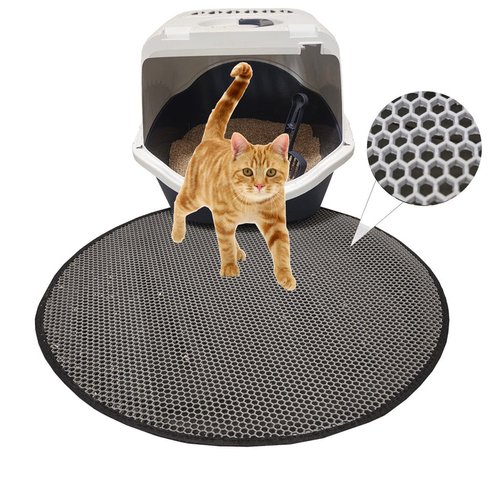 BYPET Katzenklo Matte, 58 cm Runde Katzenklo Katzenstreu Matte Unterleger Vorleger Waben Design wass
