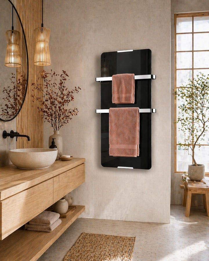 Chemin'Arte 176 Handtuchtrockner, 600 W, Schwarz, 90 x 6 x 46 cm