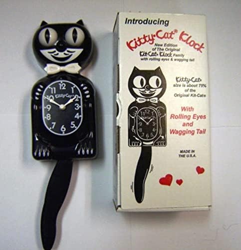 Hotrodspirit Wanduhr Katze Kit schwarz 33 cm Wanduhr Deko-Us
