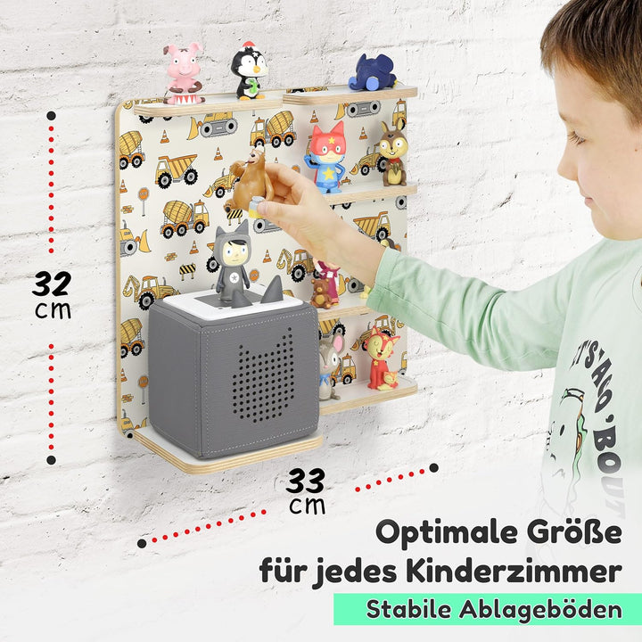 stadtecken Holzregal für Musikbox – Passend für Toniebox & ca. 30 Tonies | Perfekte Aufbewahrung für