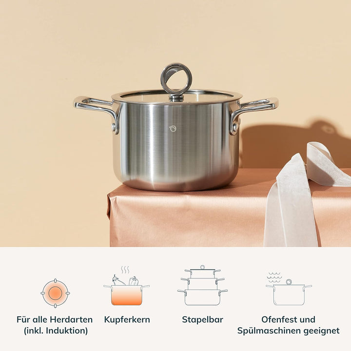 Olavson My Premium-Topf mit Kupferkern – grosser antihaftbeschichteter Topf mit Kupferkern – geeigne