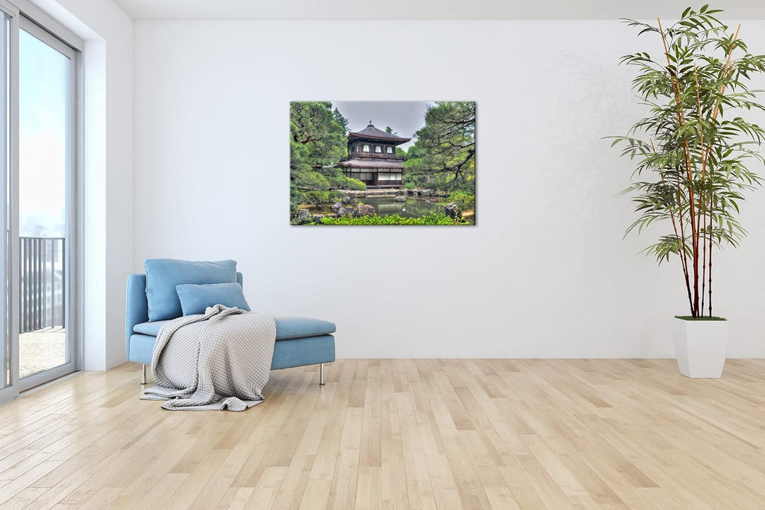 deyoli asiatisches Landhaus Format: 80x60 als Leinwandbild, Motiv fertig gerahmt auf Echtholzrahmen,