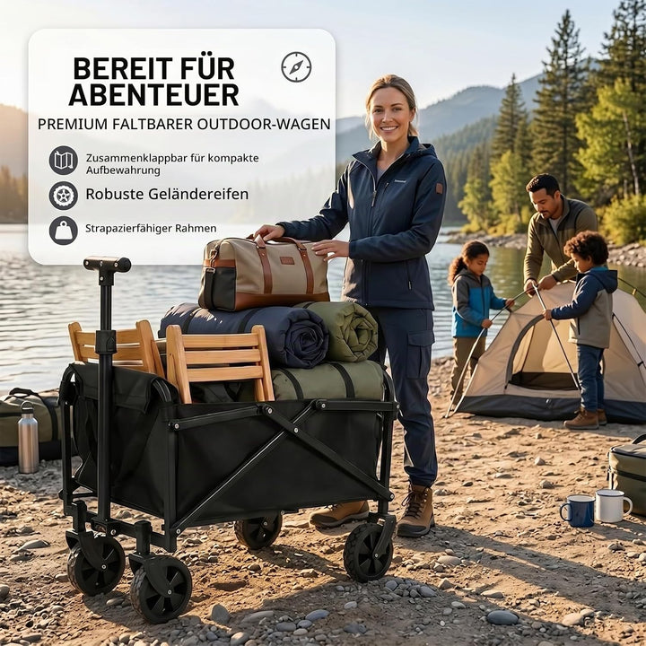 Bollerwagen Klappbar 80x64x45cm 40kg Camping | stahlrahmen robustes oxford gewebe abnehmbar waschbar