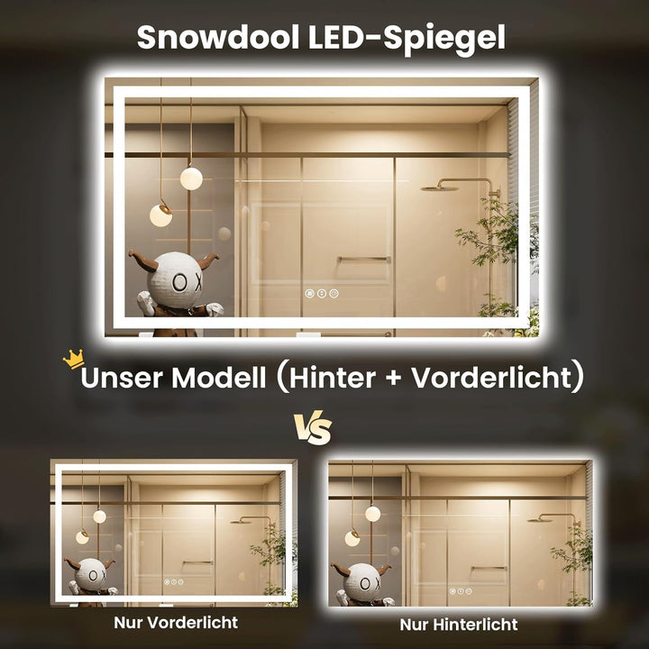 LED-Badezimmerspiegel, 60 x 100 cm Kosmetikspiegel Mit Beleuchtung, Beleuchteter Wandspiegel, Touch