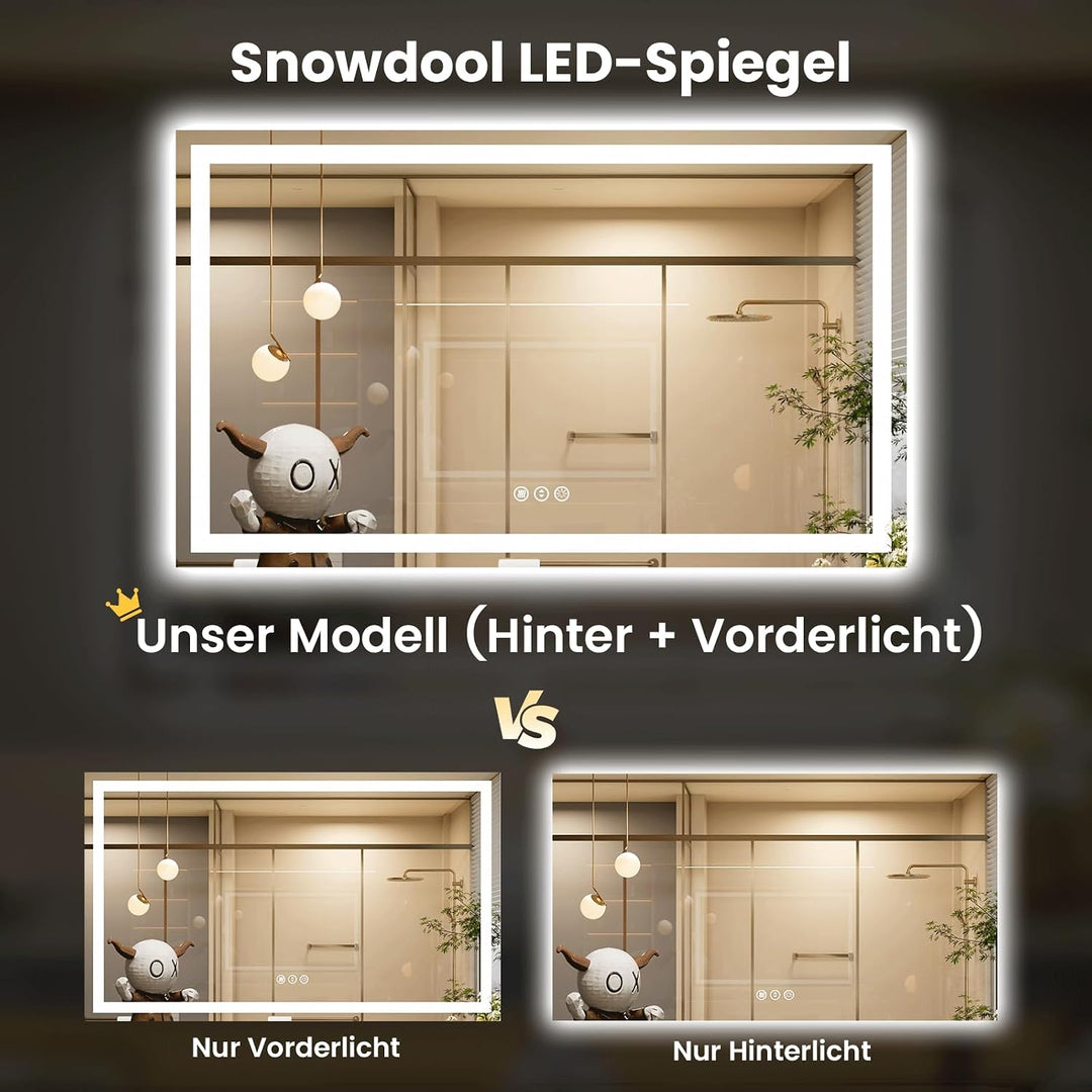 Snowdool LED-Badezimmerspiegel, 60 x 80 cm Kosmetikspiegel Mit Beleuchtung, Beleuchteter Wandspiegel
