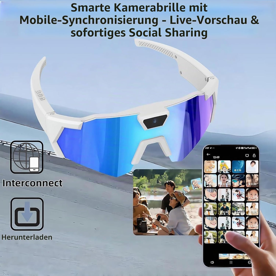 CXYP 4K POV-Sportbrille mit Kamera, 120° Ultra-Weitwinkel-HD, tragbare Körper-Abenteuer-Action-Brill