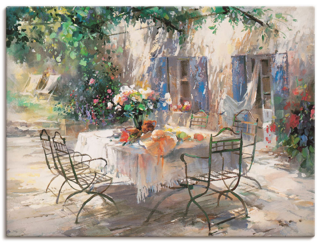ARTland Leinwandbilder Wandbild Bild auf Leinwand 80 x 60 cm Landschaften Garten Malerei Creme Schat