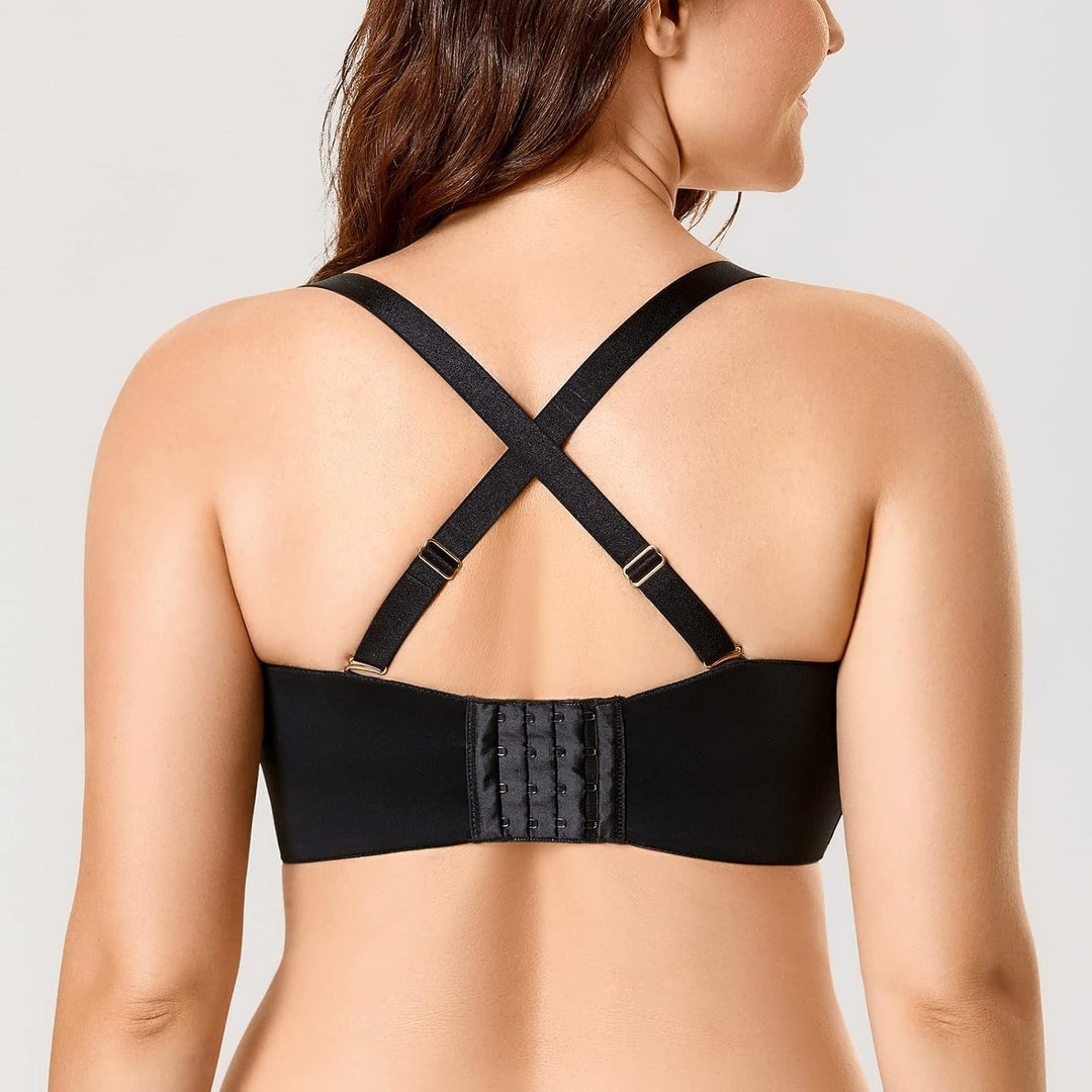 DELIMIRA Damen Minimizer Trägerloser BH mit Bügel Grosse Grössen Dirndl Bandeau BH ohne Polster 70B