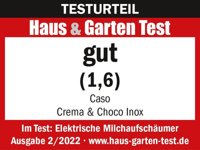 CASO Crema & Choco Inox, Milchaufschäumer für Kuhmilch und Pflanzenmilch, Kalter Milchschaum, Heisse