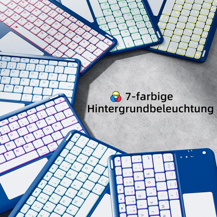 Vobafe Hülle mit Tastatur für iPad Air 13 Zoll 2025 M3/2024 M2, iPad Pro 12.9 (3. 4. 5. 6. Gen), QWE