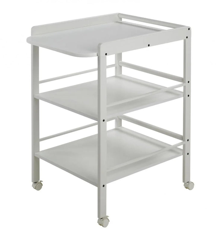 Geuther 4842 Wickelregal Clarissa Breite: 56 cm Wickeltisch 4 Feststellrollen mit Zwei Ablageflächen