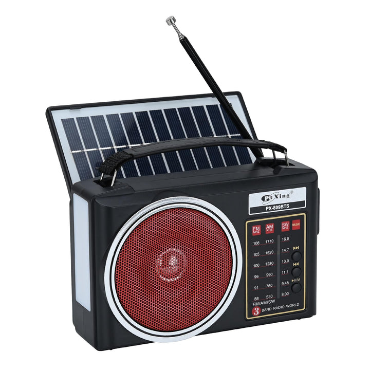 Tragbares Retro-Radio, kompaktes AM/FM/SW-Bluetooth-Radio mit Solarpanel, tragbare LED-Beleuchtung,
