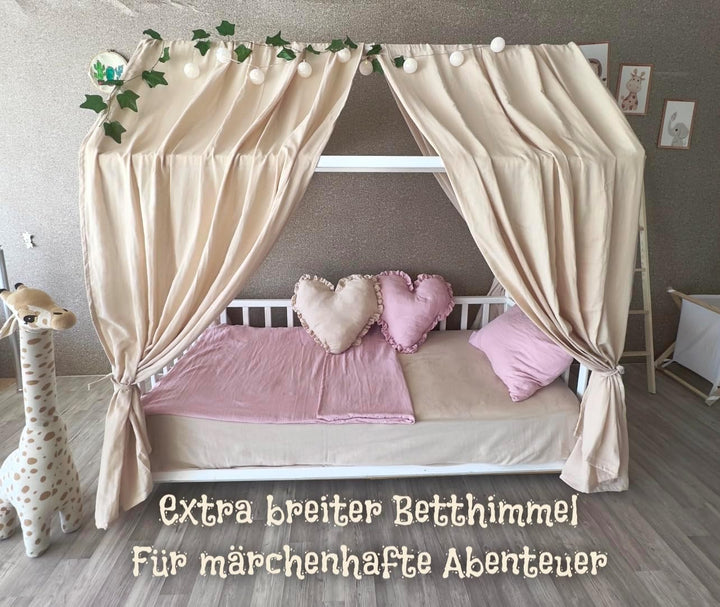 Baby Fancyroom extra breiter Betthimmel für Kinderbett Hausbett Himmel Vorhang Baldachin 100% Baumwo