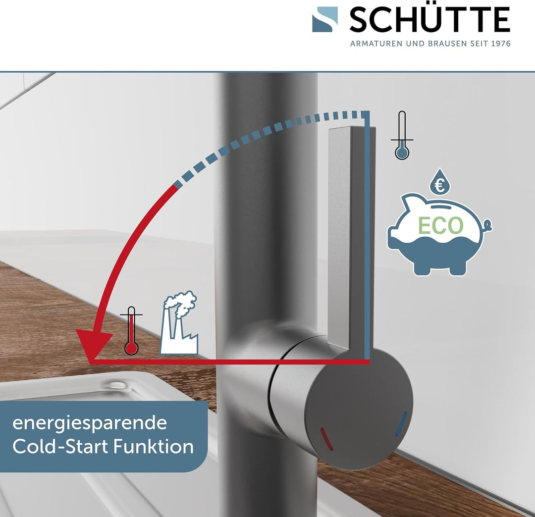 SCHÜTTE 79142 MIAMI Küchenarmatur 360°, Einhebelmischer mit ausziehbarer, magnetischer Geschirrbraus