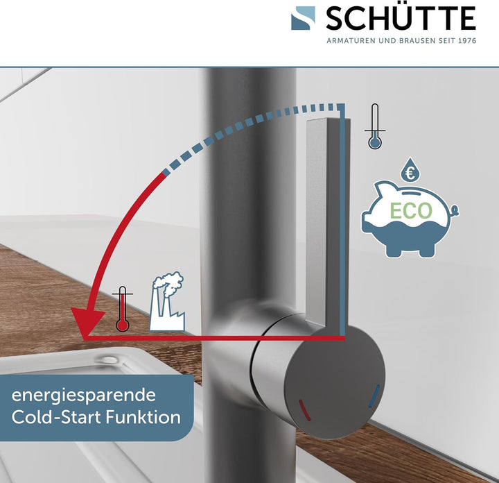 SCHÜTTE 79142 MIAMI Küchenarmatur 360°, Einhebelmischer mit ausziehbarer, magnetischer Geschirrbraus