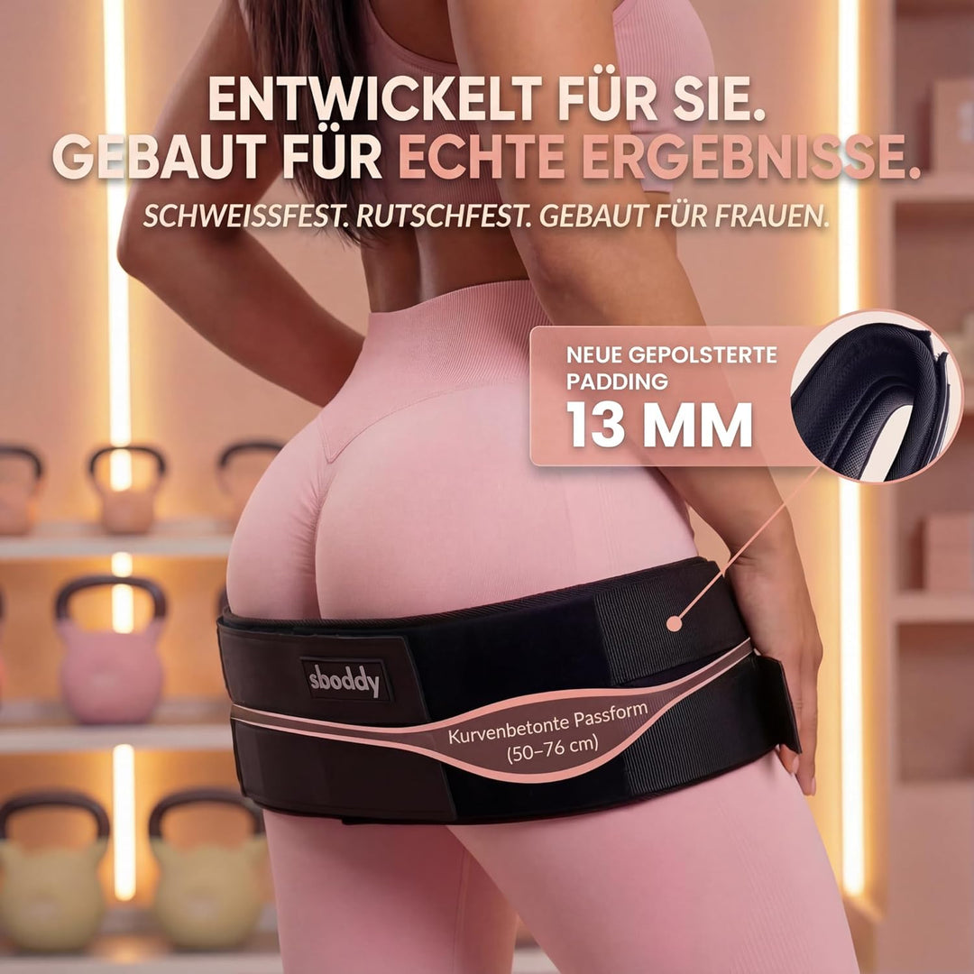 Hüftstoss-Gürtel für Kurzhanteln, Kettlebells und Gewichtsscheiben – Bequemer Trainingsgurt bis 180